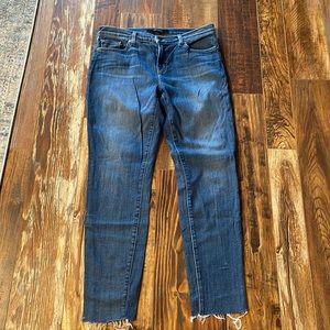 J Brand Light Wash Frayed Super Skinny Jeans